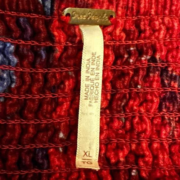 Free People Bohemian Grunge Witchy Corduroy Gail Midi Dress Scarlet Combo XL - Picture 11 of 16